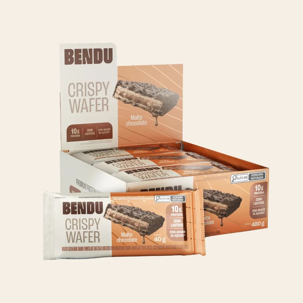BENDU CRISPY WAFER MALTE CHOCOLATE CAIXA 12 UNIDADES