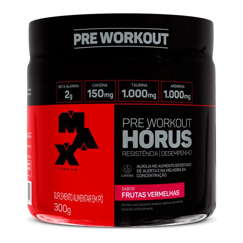 PRÉ TREINO MAX HÓRUS 300G FRUTAS VERMELHAS