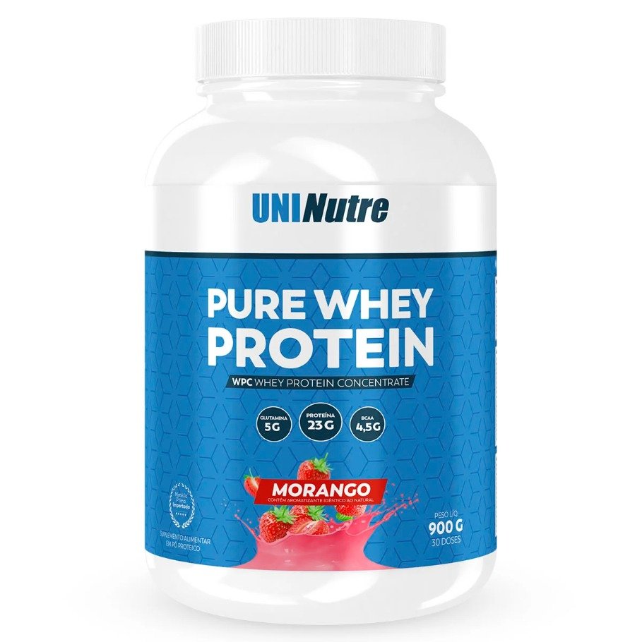 PURE WHEY PROTEIN UNINUTRE 900G MORANGO