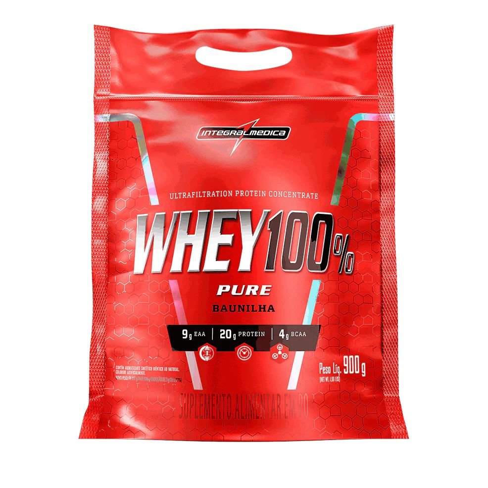 WHEY 100% REFIL INTEGRAL MÉDICA 900G BAUNILHA