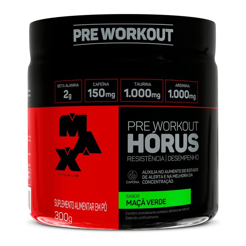 PRÉ TREINO MAX HÓRUS 300G MAÇÃ VERDE