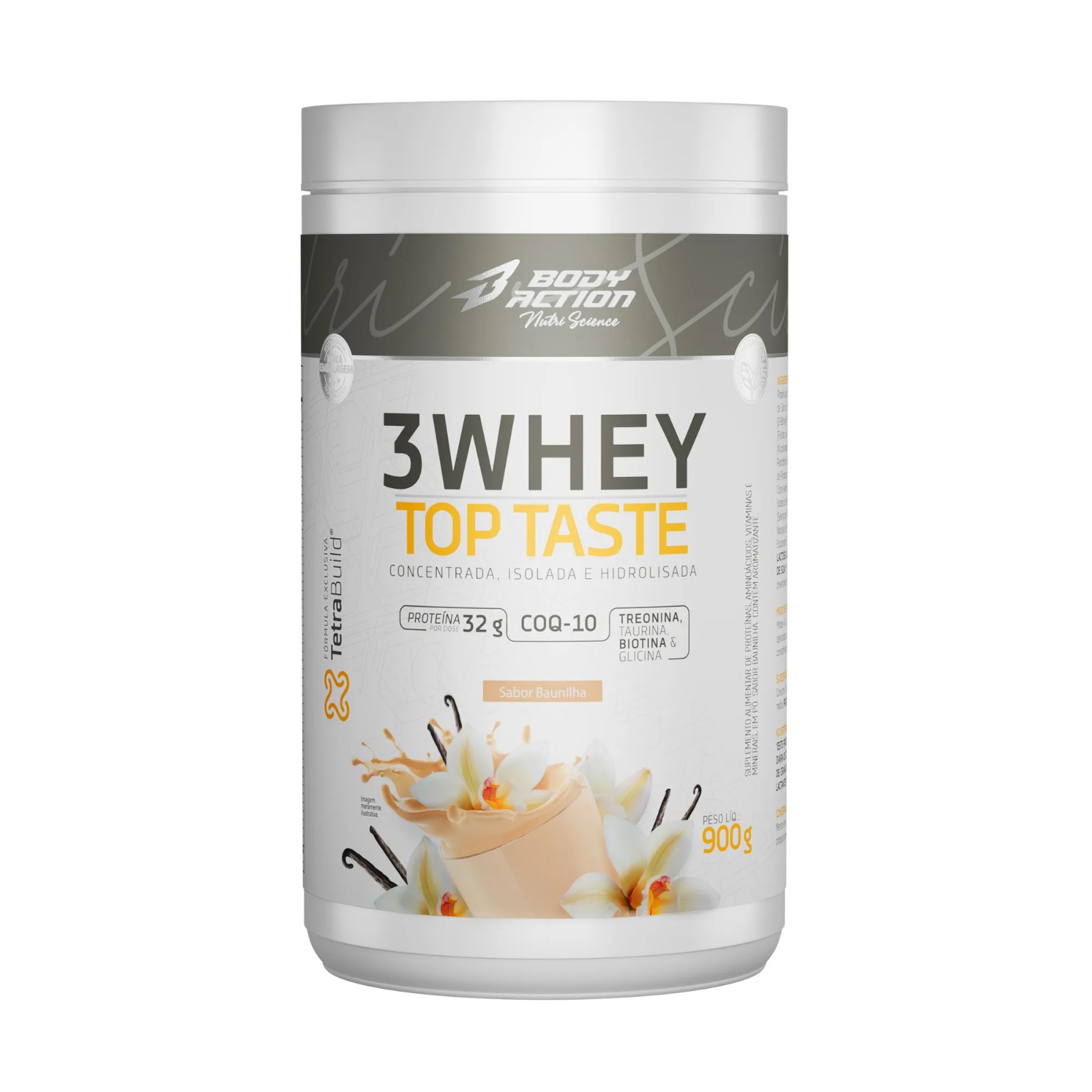 3WHEY TOP TASTE BODY ACTION 900G BAUNILHA