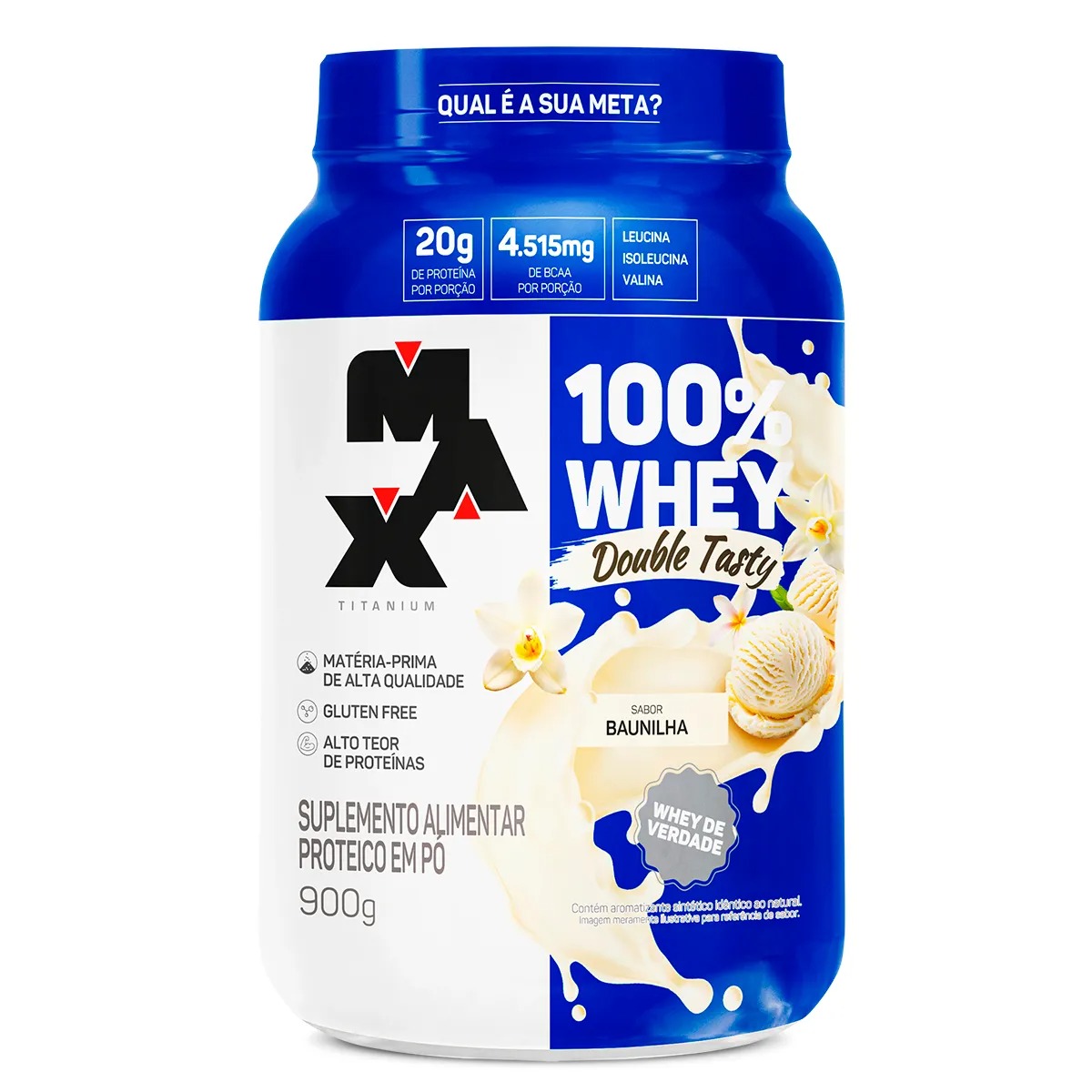 MAX 100% WHEY DOUBLE TASTY 900G BAUNILHA