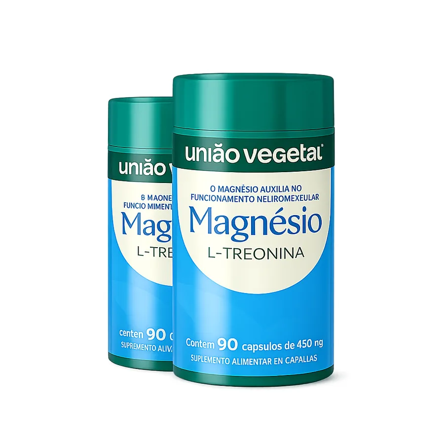 MAGNÉSIO L-TREONINA UNIÃO VEGETAL 90 CÁPSULAS