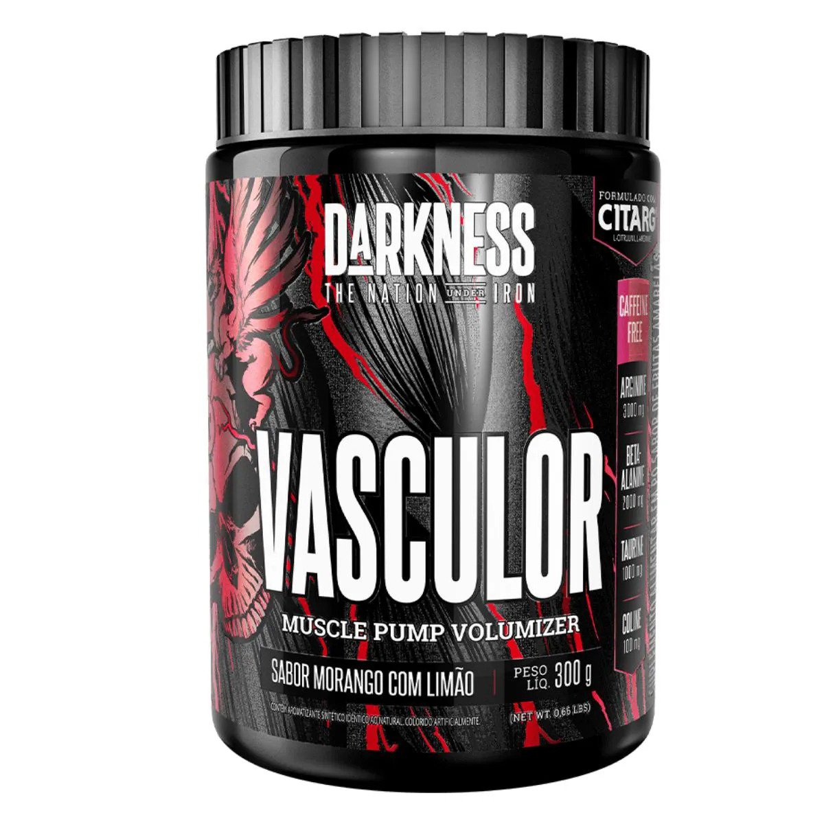 VASCULOR FREE CAFEINA DARKNESS 300G MORANGO COM LIMÃO 